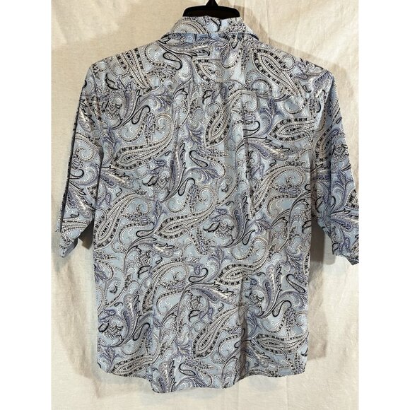 Chaps Classics Women’s Large Short Sleeve Blue Paisley Cotton Blouse - Picture 5 of 10